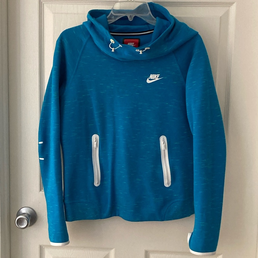 Nike Cowl Neck Hoodie Size M Blue Neon White